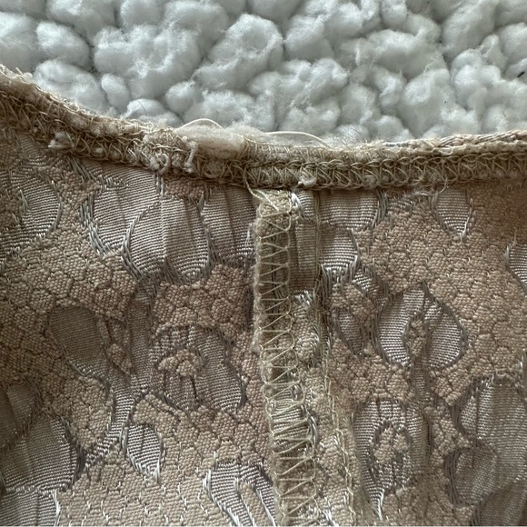 VTG Y2K coquette corset bow tank top floral gold lace top stretchy fairy core L - Picture 10 of 15